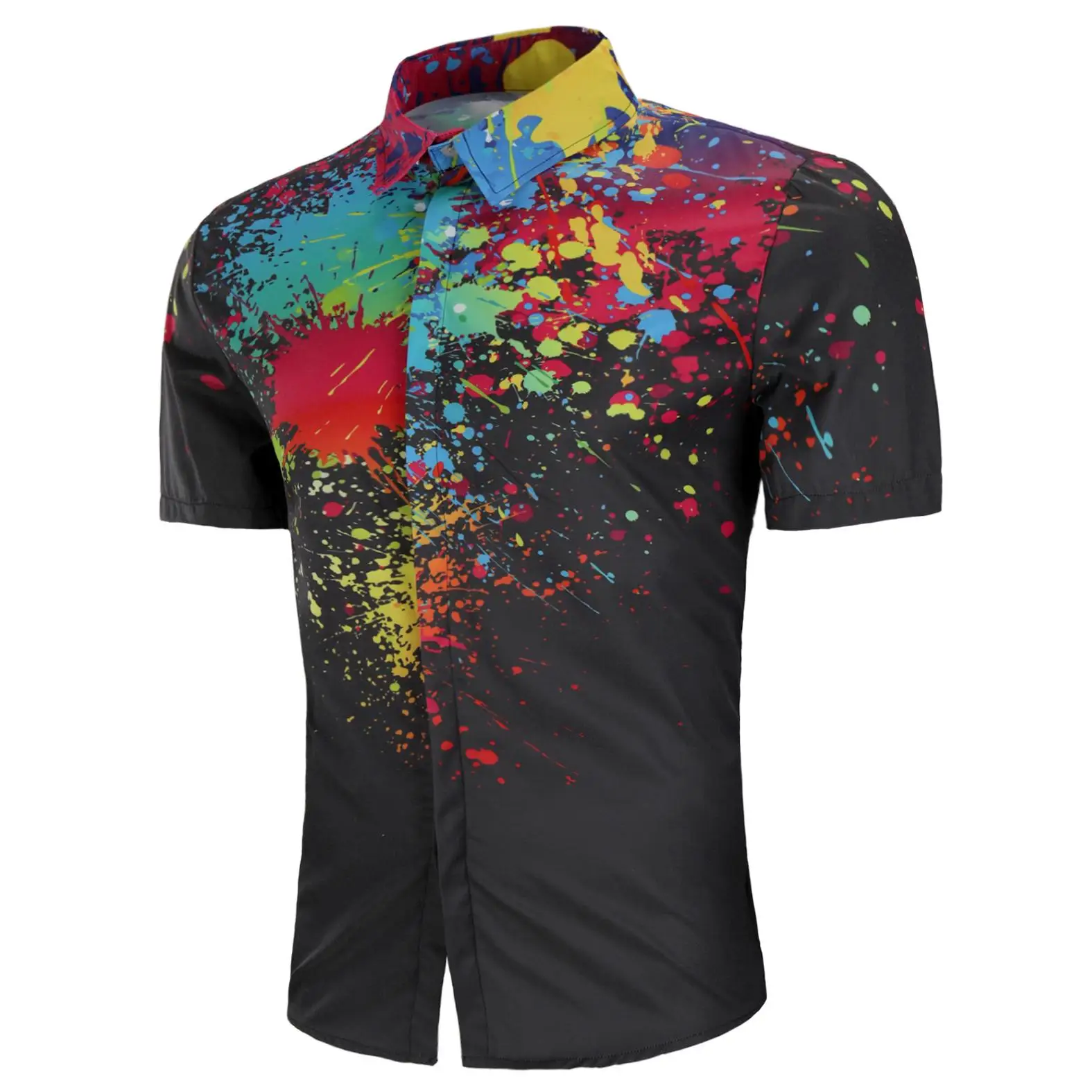 

Short-sleeved Hawaiian Shirt Inkjet print National style Mens Shirts Casual Summer Blouse Men