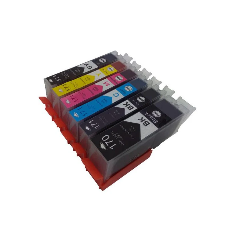 

10set Color PGI-170XLBK CLI-171XLBK C Y M GY compatible ink cartridge For canon PIXMA MG7710 printer full ink