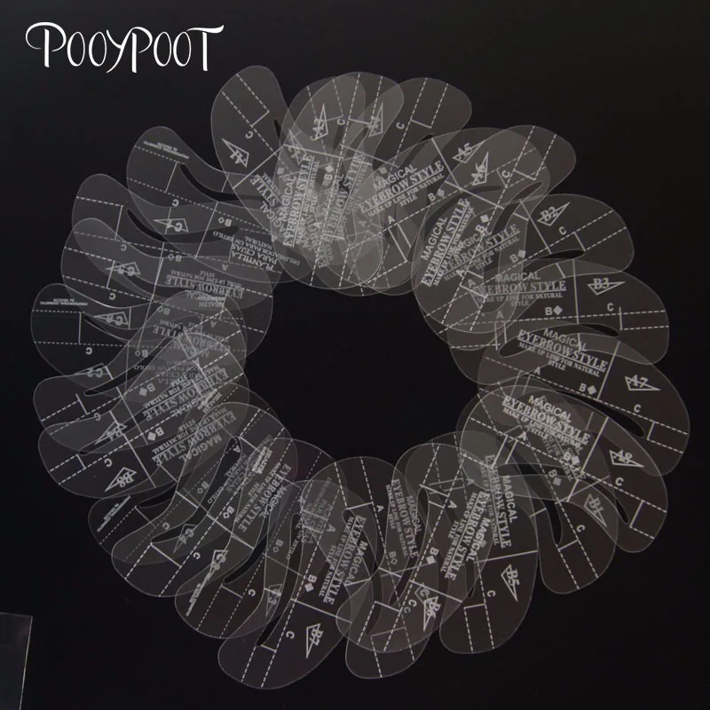 

Pooypoot 24Pcs Eyebrow Stencils Templates Grooming Eyebrow Shaper Pochoir Sourcil Reusable Eye Brow Model Styling Makeup Tools