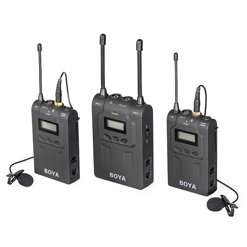 BOYA BY-WM8 UHF двойные беспроводные ПЕТЛИЧНЫЕ микрофон системы Lav микрофон для интервью 2 передатчика 1 приемник для DSLR видеокамеры