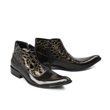 Острый носок Модные мужские взлетно-посадочной полосы ботильоны обувь патч мужской высокое качество армейские натуральная кожа Италия Дерби ботинки