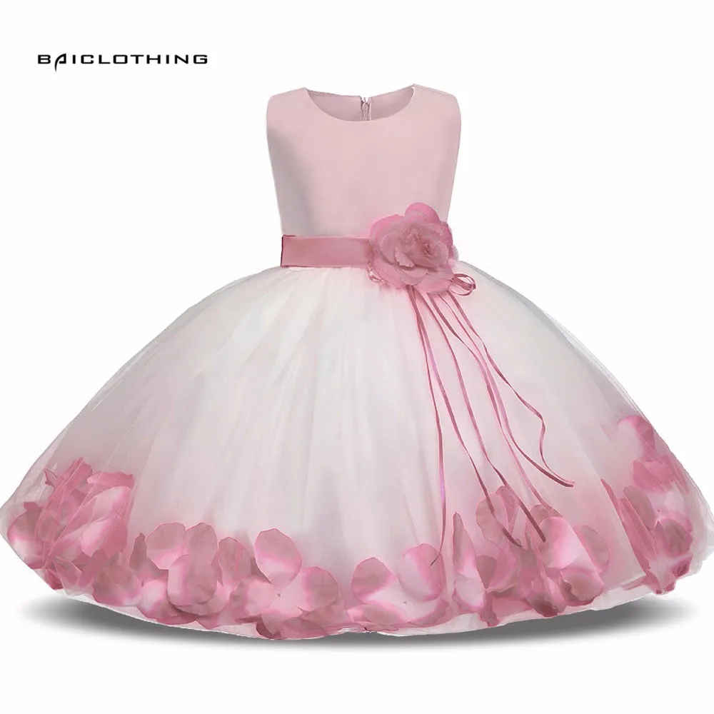 Новинка года; платье принцессы для девочек вечерние платья с лепестками роз для девочек Детский Костюм Детское платье для свадебной вечеринки