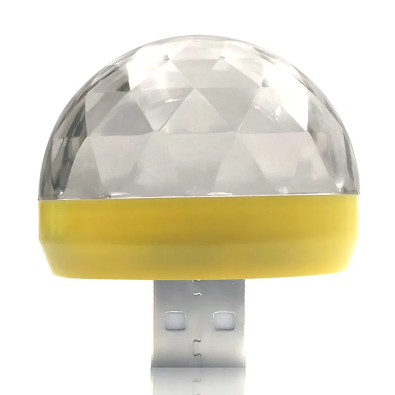 Мини USB 4LED для автомобиля сценическая лампа Портативные Круглые лампы вечерние украшения Красочный Неон изменение цвета освещения диско DJ сценическое освещение - Испускаемый цвет: Цвет: желтый