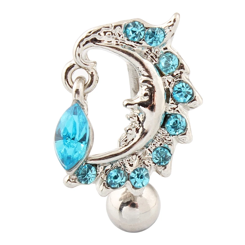 Belly button rings upside down Piercing fashion moon navel ring women