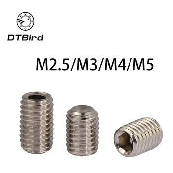 

Free shipping DIN916 12.9 carbon steel concave set screws hex socket Chimi M2.5 M3 M4 M5 screw headless Top wire machine 2017