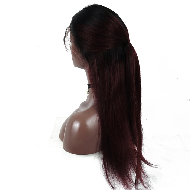 1b/99j Ombre парик человеческих волос красный 360 Синтетические волосы на кружеве al парик предварительно сорвал с для волос Бразильский Glueless
