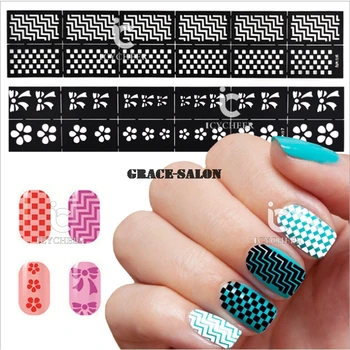 

ICYCHEER Nail Art Template Stickers Stamp Stencil Guide Hollow Stamping Reusable Tips Tool