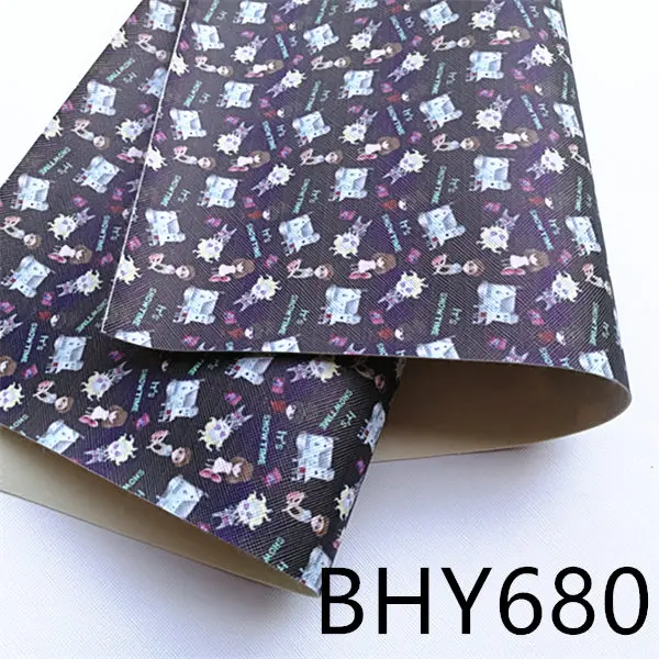

Free shipping 1pcs 20*33cm cartoon horror print leather viny fabric BHY680