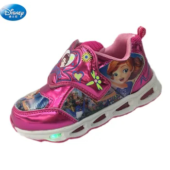 

Princess Sophia girls Casual Shoes with light girls 2018 cute cartoon sneakers Europe size 28-33