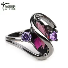 

Purple Cubic Zircon Rings for Women Snake Shape Black Color Zircon Rings Punk Style Unique Party Jewelry Wholesale