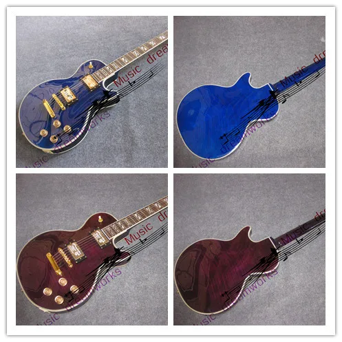 China's OEM firehawk  G LP custom  Hollow body jazz guitar  Electric guitar  Blue and purple guitar