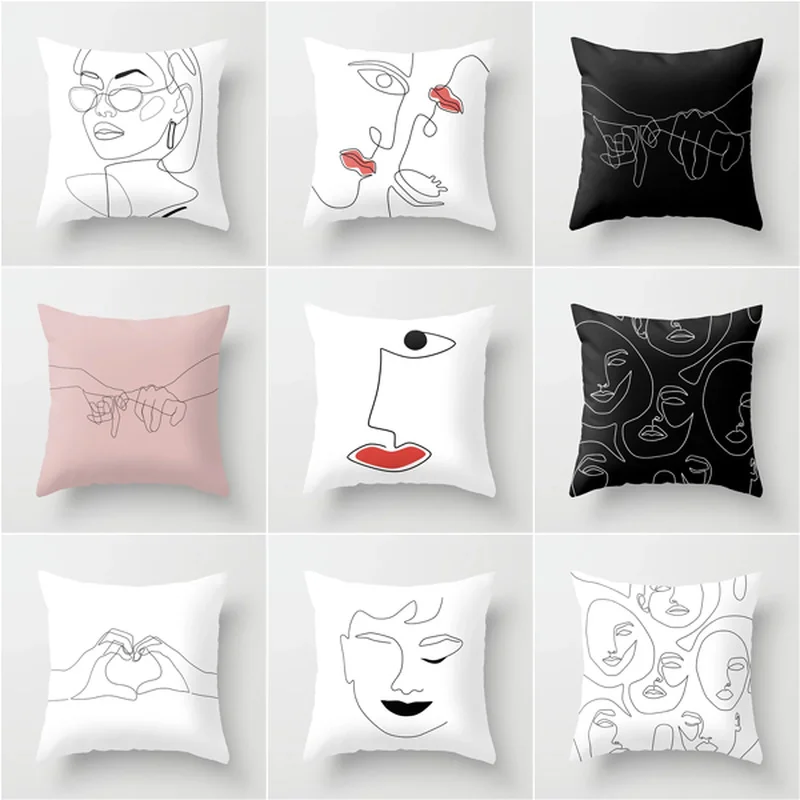 

Black and white polyester printing home pillowcase Pinky Swear pillow sofa cushion cover square Portrait cushion pillow covers