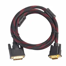 1.5m DVI (24 + 5) Mael VGA to Male DVI Cable Male-Male VGA Monitor Cable for HDTV Multimedia Display Black and Red Mix
