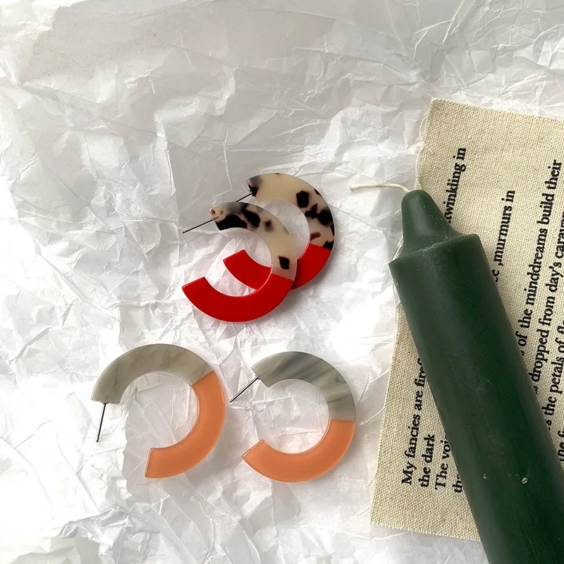 Серьги кольца UJBOX круглые геометрические серьги в японском и корейском стиле из