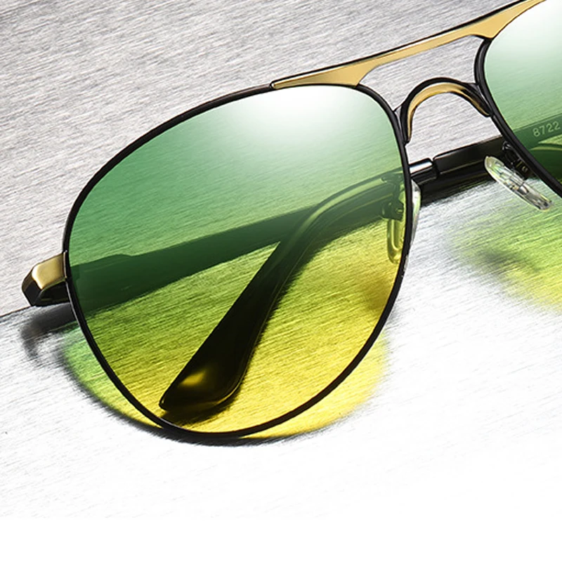 Ночное видение очки поляризованные день и ночь винтажные lentes-де-сол hombre Óculos de sol masculino Авиатор gafas-де-сол готический