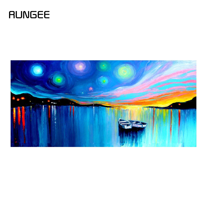 

100% Hand Painted Abstract Starry Sky Art Painting On Canvas Wall Art Wall Adornment Pictures Painting For Live Room Home Decor