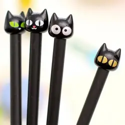 4 шт./лот kawaii черный Кот гелевая ручка, 4 цвета на выбор, смешно черная кошка знак ручка для школьников