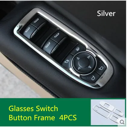 

4PCS/SET Stainless Steel Window Glasses Switch Button Frame For Cadillac XT5 Z2EA1347