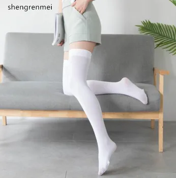 

Shengrenmei White Stockings Non Slip Women Girl Fashion Over Knee Stockings Female Thigh High Fantasy Hosiery Hot Dropshipping