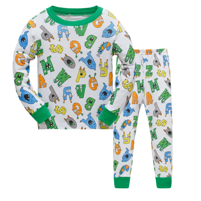С персонажами из мультфильмов для детей хлопковые пижамы для маленьких мальчиков повседневные наборы пижам для девочек длинные с длинными рукавами+ брюки, комплект состоит из 2 предметов домашняя одежда для сна; комплекты
