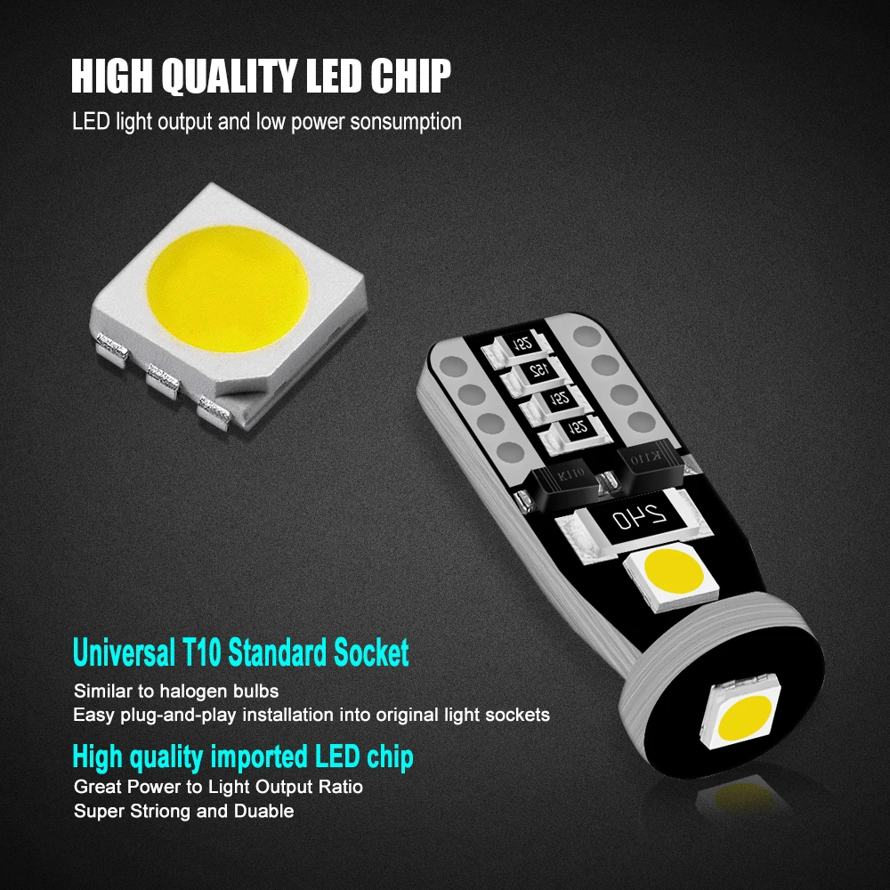 T10 холодный белый 3SMD 5050 светодиодный автомобильный светильник W5w 194 168 лампы DC 12 В