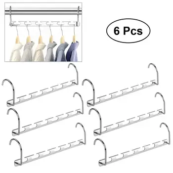 

6pcs Multifunction Wardrobe Closet Bar Clothes Coat Hanger Organizer (Silver)