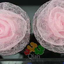 50 шт. розовый женский органза Птичье гнездо цветы из ткани ручной работы-для повязки на голову или аксессуары для волос