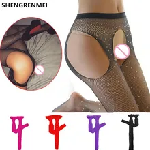 Shenglenmei новые сексуальные колготки женские блестящие колготки открытая промежность сетка блестящие стразы колготки женские большие размеры экзотические чулки
