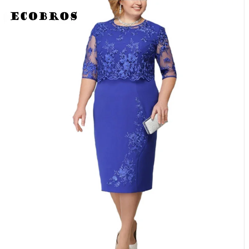 

ECOBROS 2019 Big Size Dress 5XL Women Summer Autumn Elegant Lace Dress Female Large Size Evening Party Dresses vestido Plus