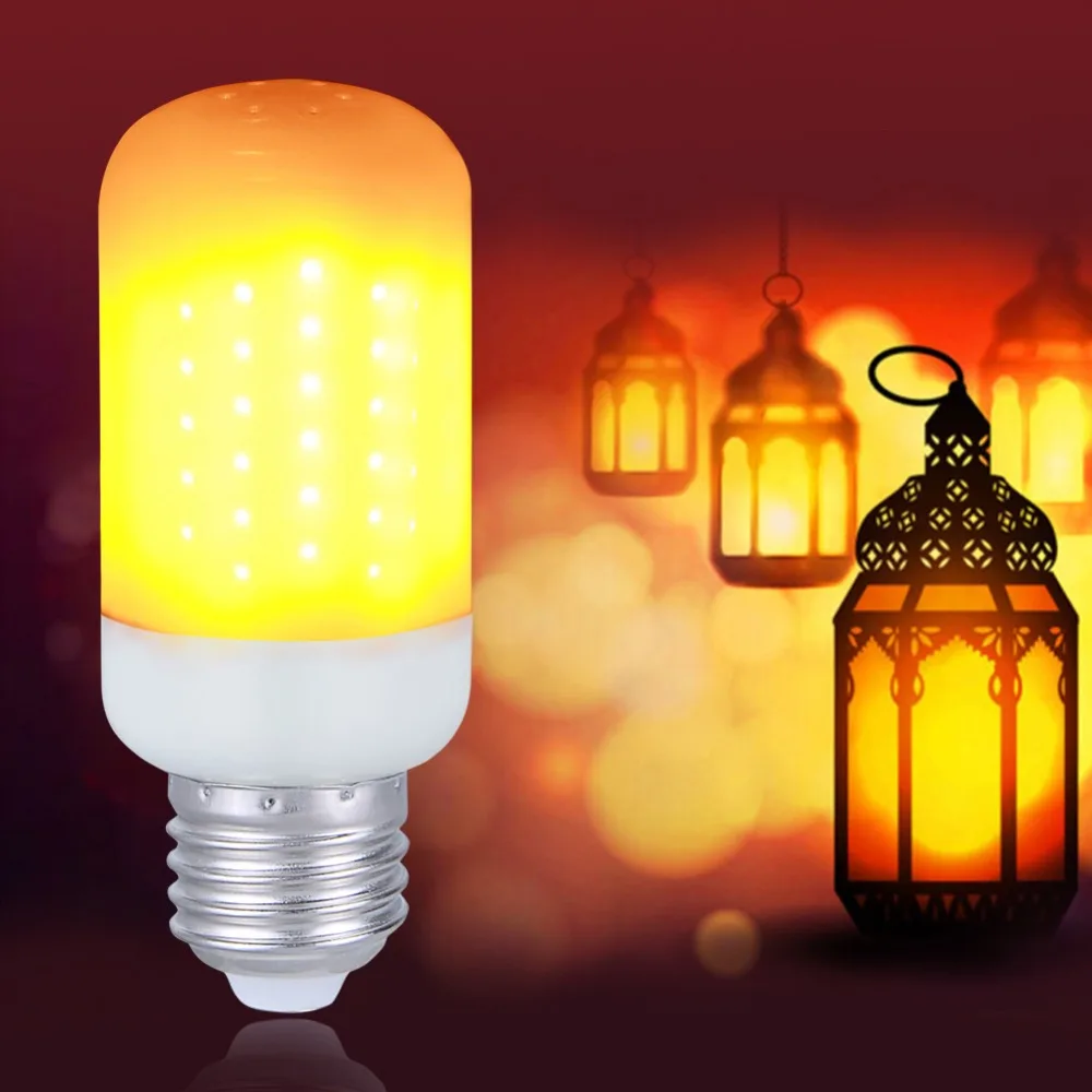 Светодиодная лампа с пламенем E27 E14 E26 B22 110V 220V 85 265V 2835 SMD Мерцающая эмуляционная