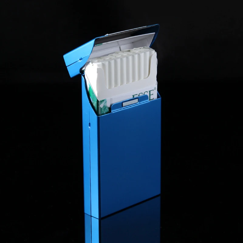 Модный Ультратонкий чехол для сигарет с металлическим раскладушком, коробка для сигарет, алюминиевая Подарочная коробка, держатель для сигарет