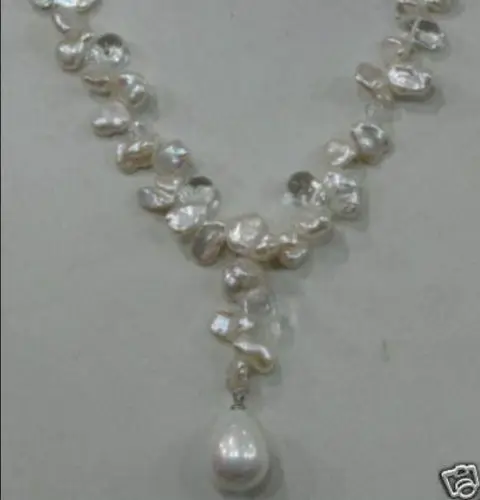 

Hot sell ->@@ AS4627 NATURAL SOUTH SEA WHITE PEARL NECKLACE +shell PENDANT -Top quality free shipping