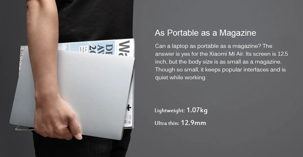 Xiaomi mi Air Ноутбук 12,5 дюймов ультра тонкий Windows 10 Intel Core M3-8100Y 4 Гб 128 ГБ клавиатура с подсветкой HD mi быстрое зарядное устройство ноутбук