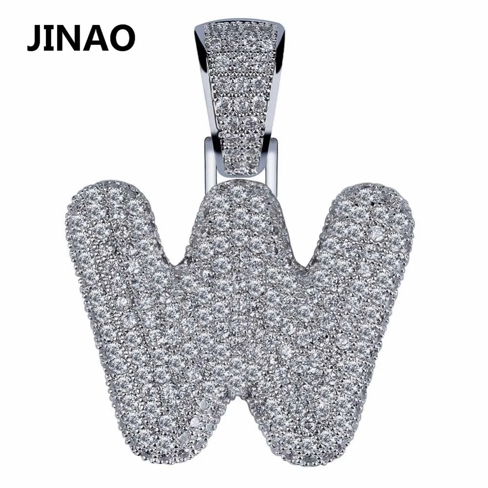 JINAO хип-хоп Iced Out Costom Bubble буквы кулон ожерелье микро проложить AAA+ Циркон с веревкой Чиан и теннисная цепь DIY ювелирные изделия