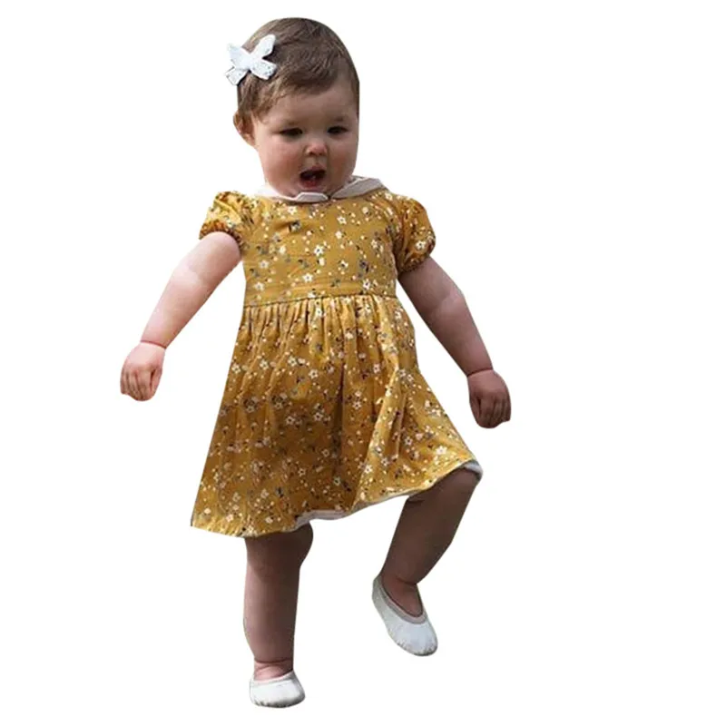 

child dress party cute Summer Infant Baby Girls Short Sleeve Floral Print Dress Clothes Dresses robe princesse enfant fille #sg