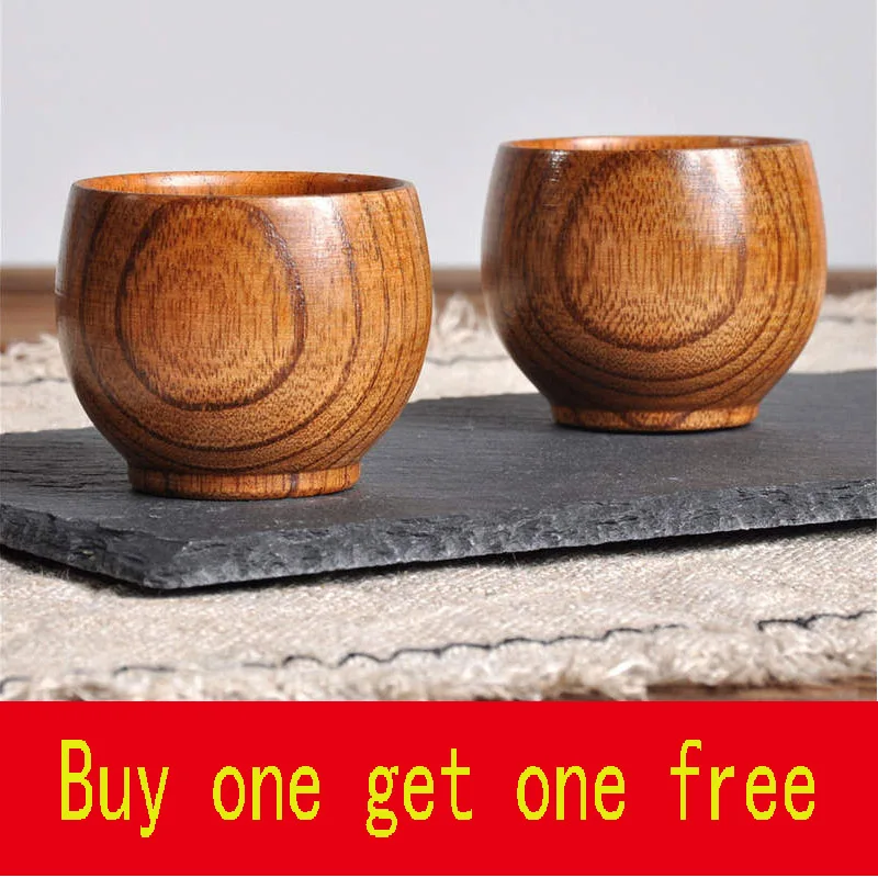 2PC Wooden Wooden tea set, small wooden cup Coffee Tea Beer Juice Milk Water Mug Handmade Natural vaso plegable kubek tazas@30