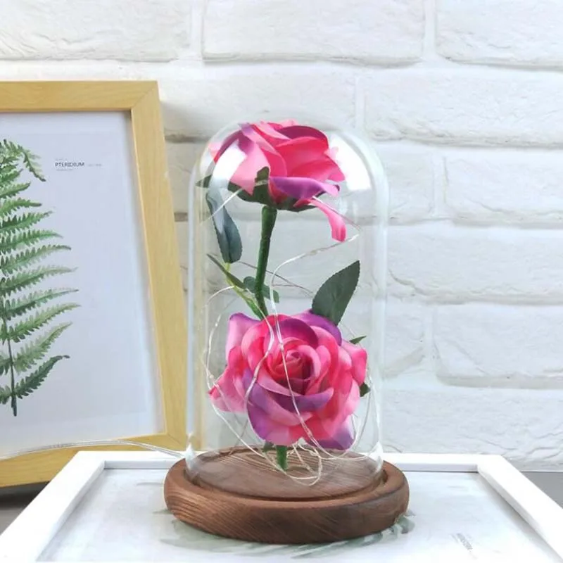 rose red Красавица и чудовище с питанием от USB светодиодный розовый ночник бутылка настольная лампа Романтический День Святого Валентина подарок на день рождения, Декор - Испускаемый цвет: rose red