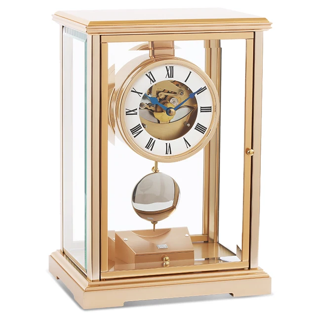 Metal Art clock mechanical table living room European style pedestal antique pendulum mutein