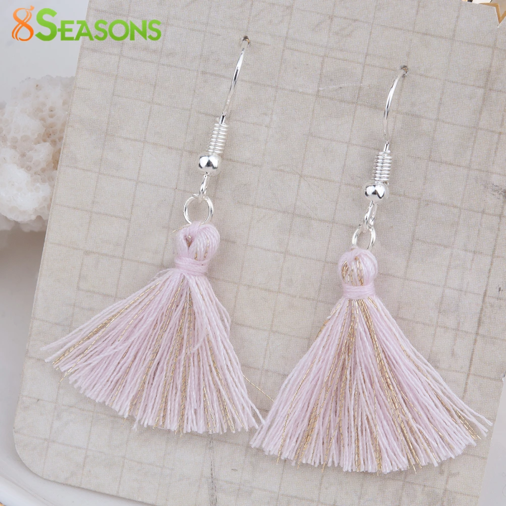 8SEASONS Polyester Tassel Earrings silver color Fruit Green Purple Pink