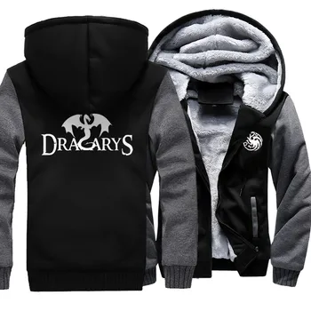 

Winter New Arrival Thick Hoodie Jacket Game Of Thrones Zipper Jacket Printed Dracarys Dragon Harajuku Streetwear Hip Hip Cloth