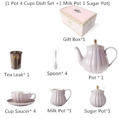 Английский стиль [1 чайник+ 6 чашек] кофейная чашка набор посуды Европейский керамический простой послеобеденный чайный набор Подарочная коробка американская чайная кружка - Цвет: 14