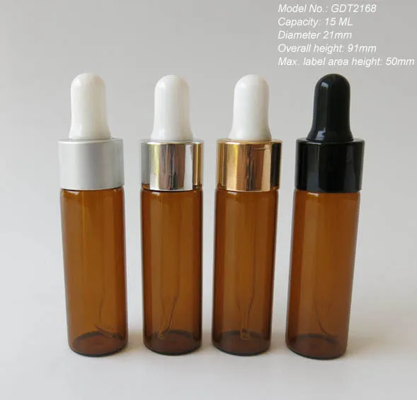 Frasco de Vidro com Pipeta Garrafa de Vidro Âmbar de Vidro e Recipiente para Embalagem de Líquidos Atacado Conta-gotas Dropper 100 Pcs 15 ml 1 Beleza e saúde