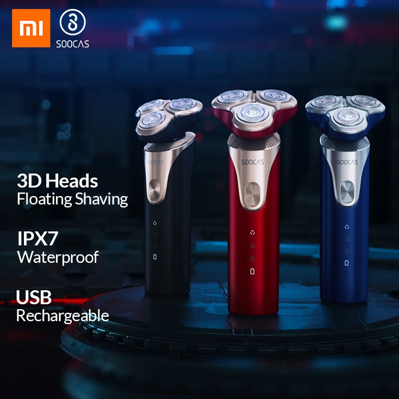 Продажа Xiaomi SOOCAS S3 электробритва для мужчин 3 режущие головки для сухого влажного бритья Беспроводная USB перезаряжаемая Водонепроницаемая бритва дл...