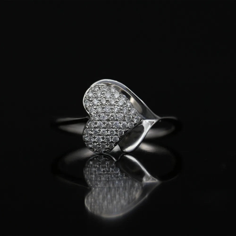 LASAMERO Rings for Women 0.224CT Round Cut Natural Diamond Ring 18k White Gold Engagement Wedding Ring