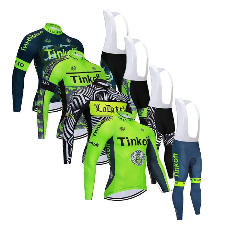 

Ropa ciclismo hombre cycling jersey 2019 pro team Tinkoff men's winter thermal fleece bicycle clothing gel pad bib pants set