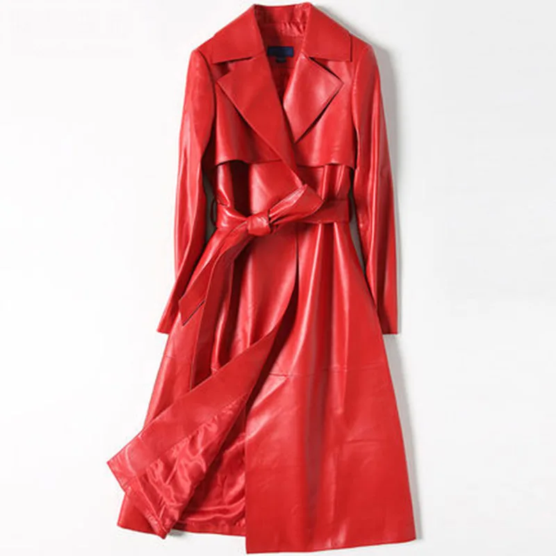 Ceinture Parka 100 Veste Rouge Couro Mouton Black Avec En Peau Véritable Cuir Femmes Survêtement Lx2536 Femme Réel De Manteau red Jaqueta Longue qwqZx7BC