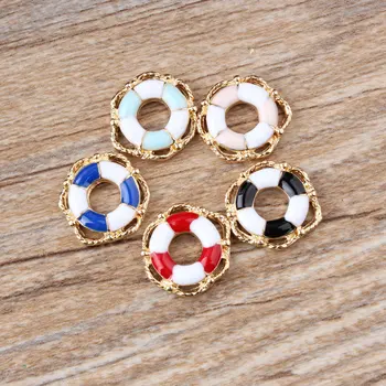 

20PCS/Lot Drop Oil Charms Life buoy Enamel Charms Alloy Pendant fit for bracelet DIY Fashion Jewelry Accessories