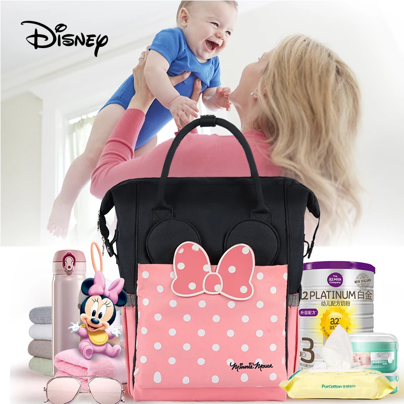 

Disney Baby diaper bag USB Heat Maternity Nappy stroller bag baby care Mummy travel backpack Mickey bolsa mochila maternidade
