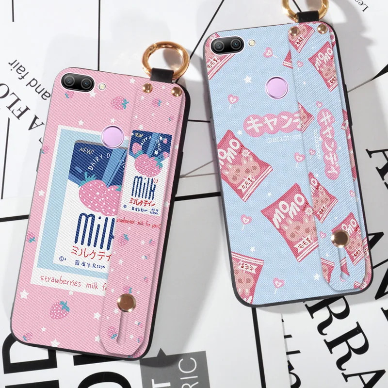 

Soft Silicone Candy Cover Case For Huawei Honor 9 Luxury Wrist Strap Soft Holder Case For Huawei Honor 9 Lite 2017