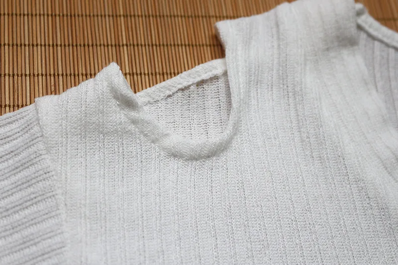 Pullover V-Neck Cold Shoulder Sweater Winter Clothes Women Rib Knit Long-Sleeved Top Casual Pure Color Clothes Autumn Female (15)